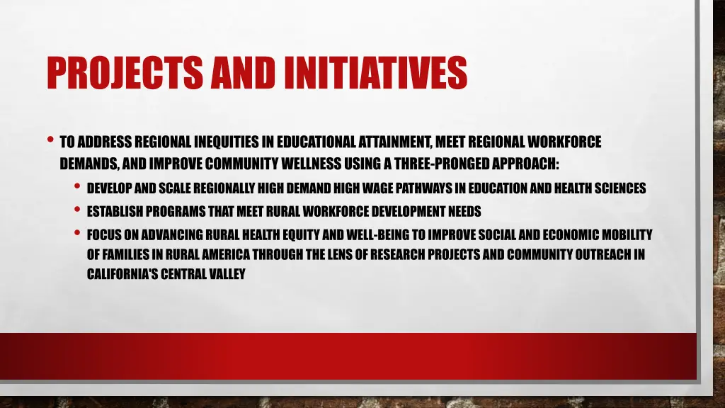 projects and initiatives