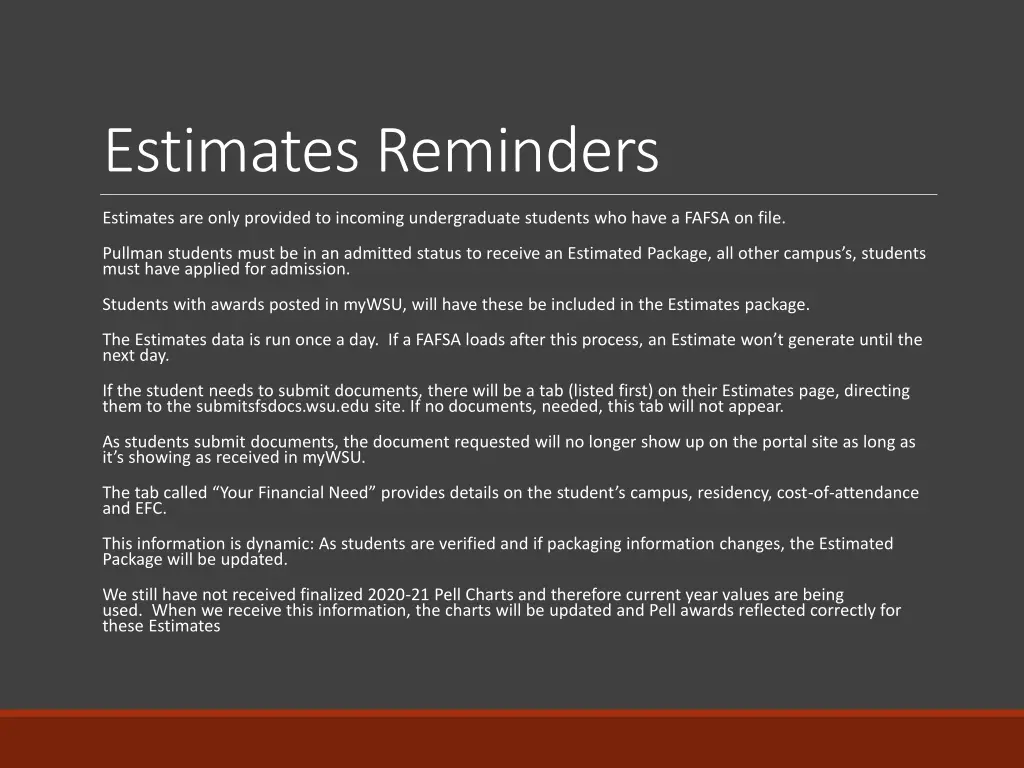estimates reminders