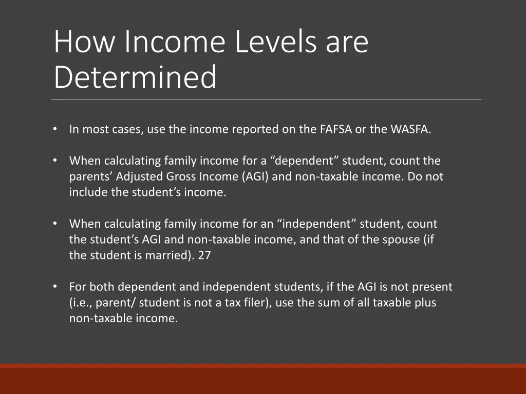 how income levels are determined