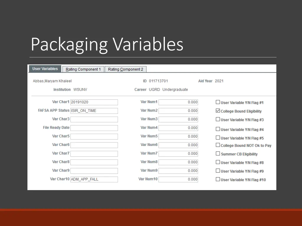 packaging variables 1