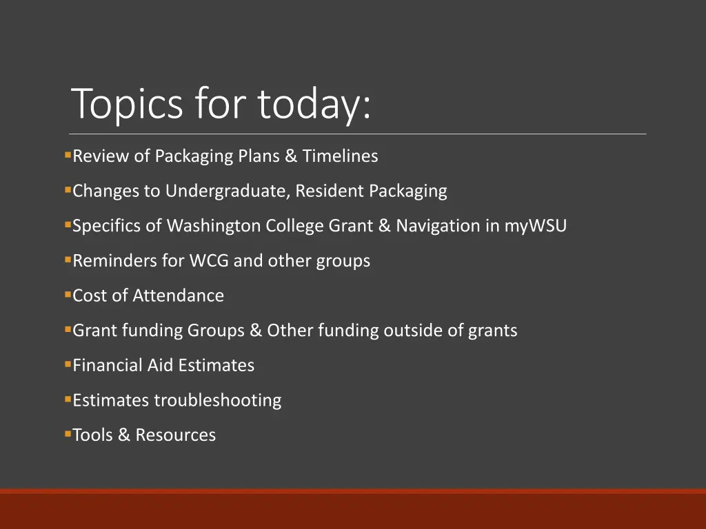 topics for today