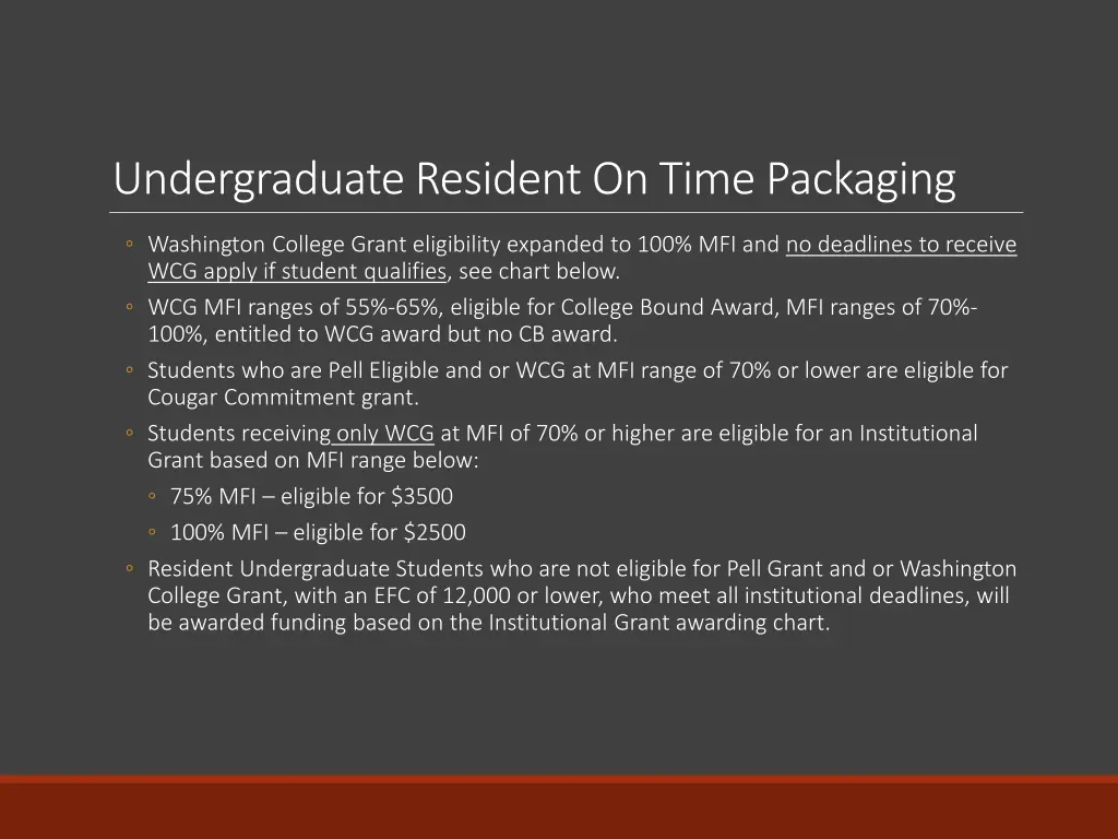 undergraduate resident on time packaging