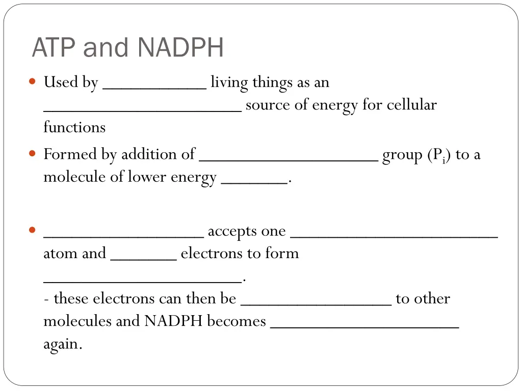 atp and nadph