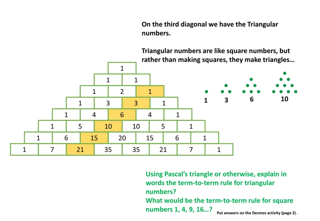 on the third diagonal we have the triangular