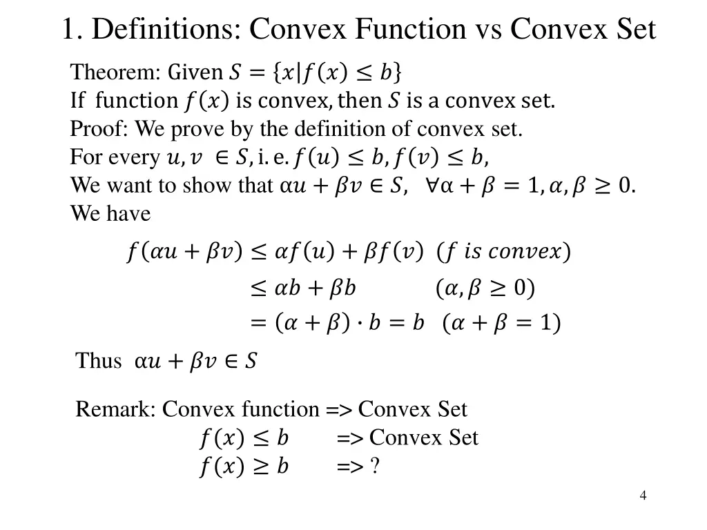 1 definitions convex function vs convex set