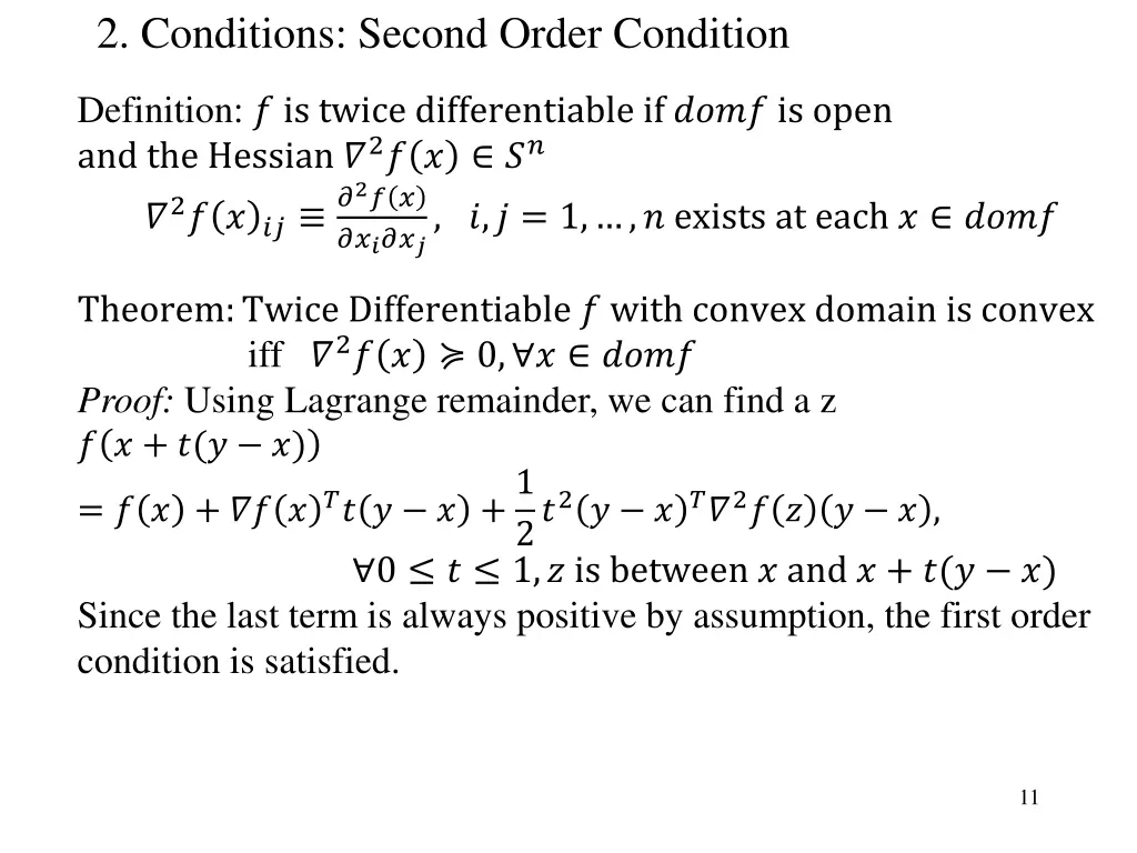 2 conditions second order condition
