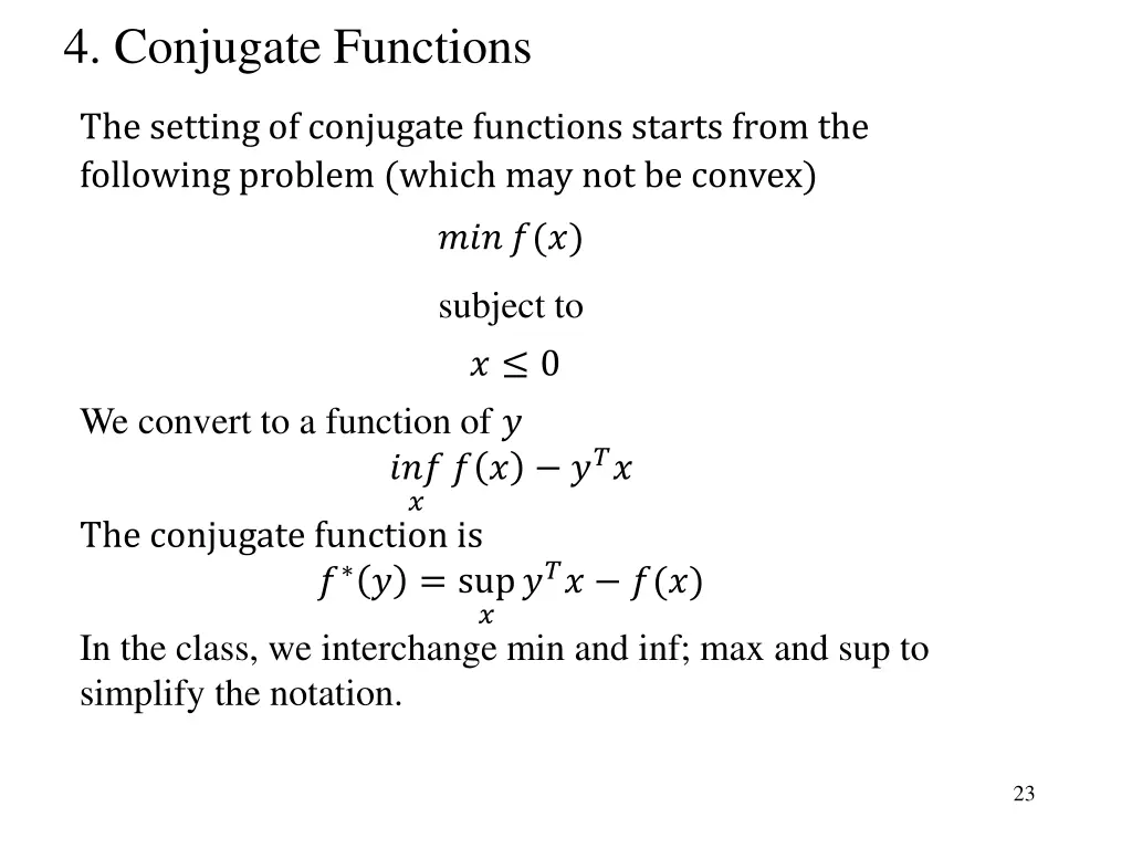 4 conjugate functions
