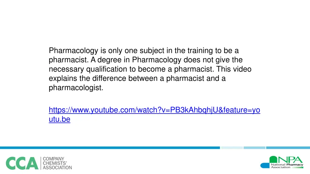 pharmacology is only one subject in the training