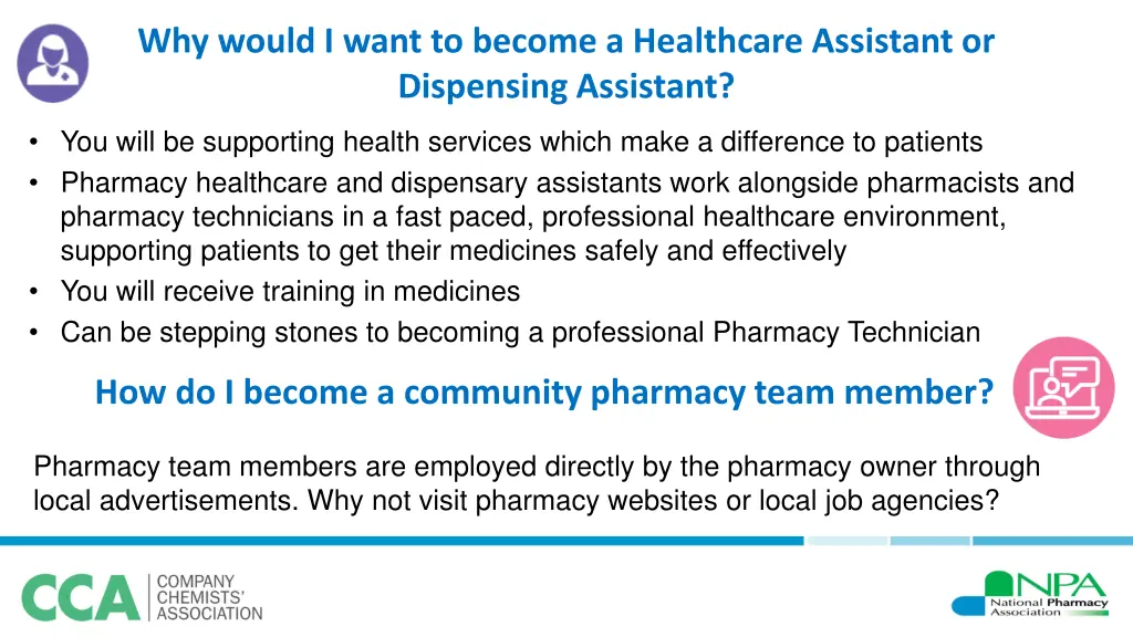 why would i want to become a healthcare assistant
