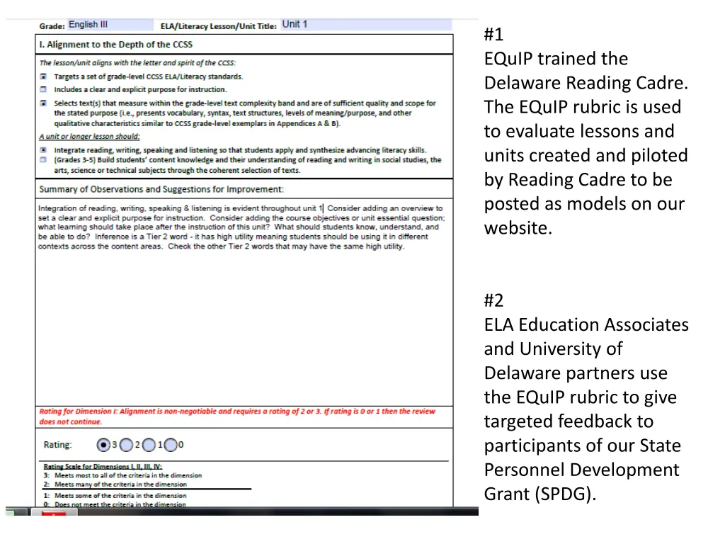 1 equip trained the delaware reading cadre