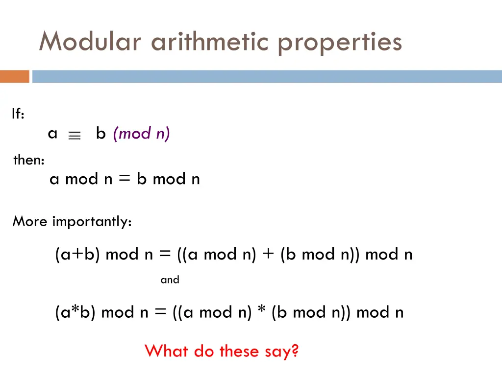 modular arithmetic properties 1