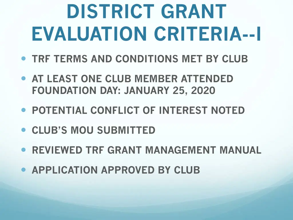 district grant evaluation criteria i