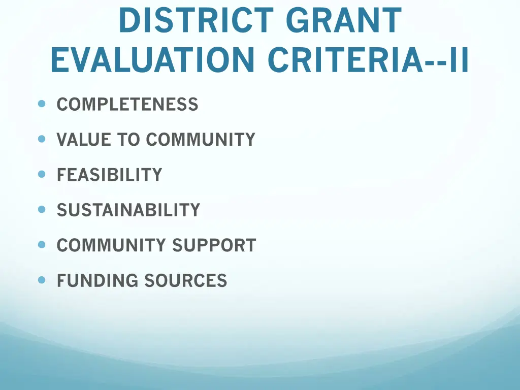 district grant evaluation criteria ii