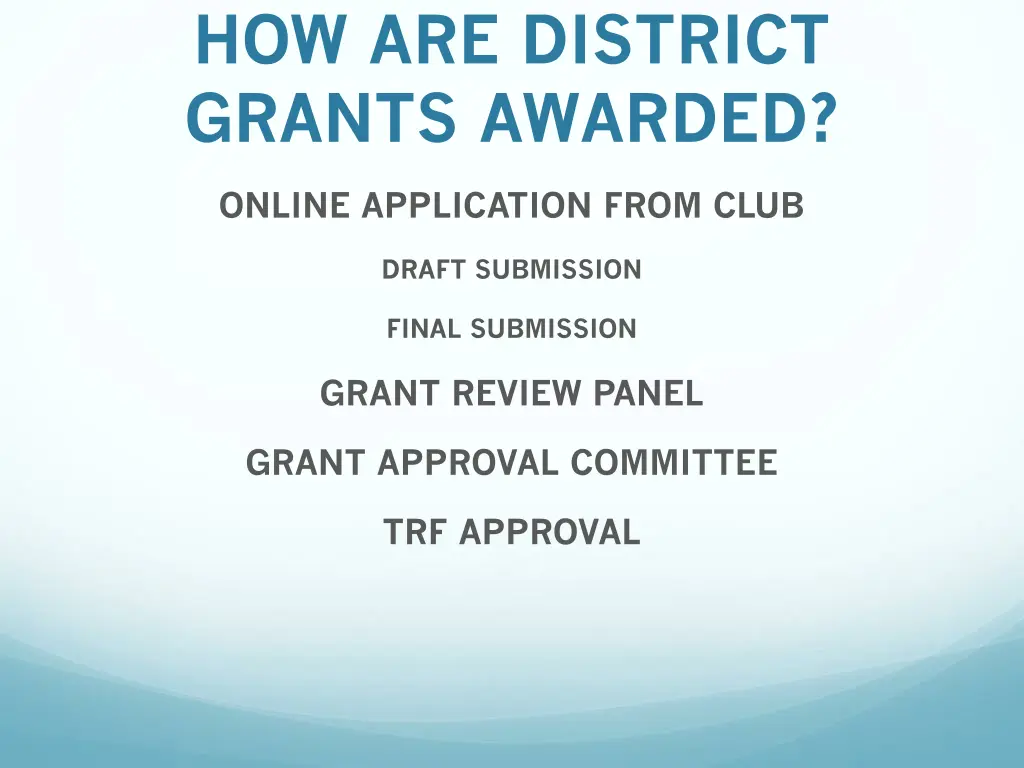 how are district grants awarded