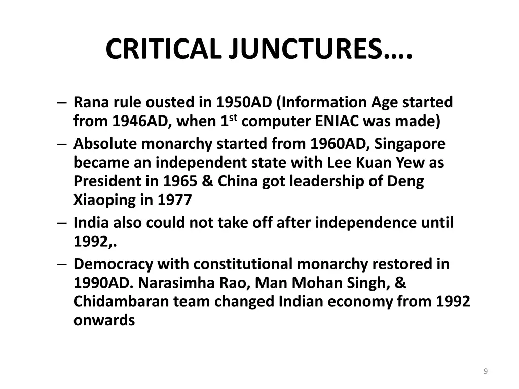 critical junctures