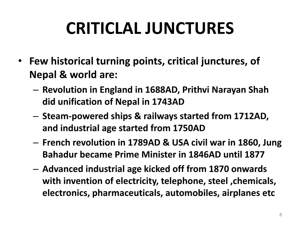 criticlal junctures