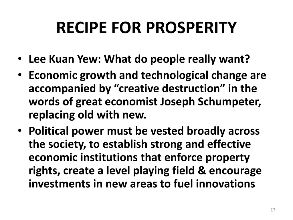 recipe for prosperity