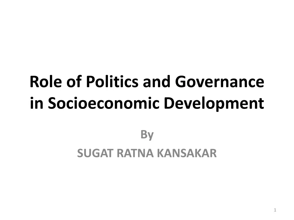role of politics and governance in socioeconomic