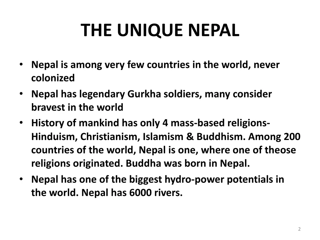 the unique nepal