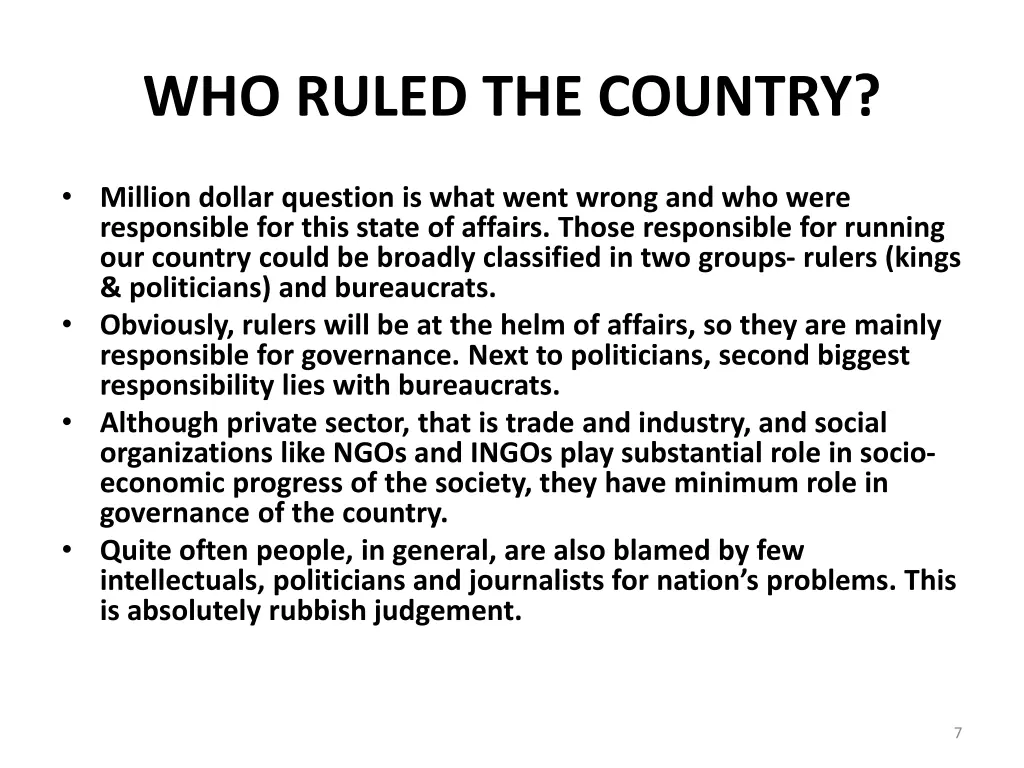 who ruled the country