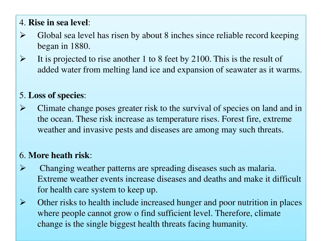 4 rise in sea level global sea level has risen