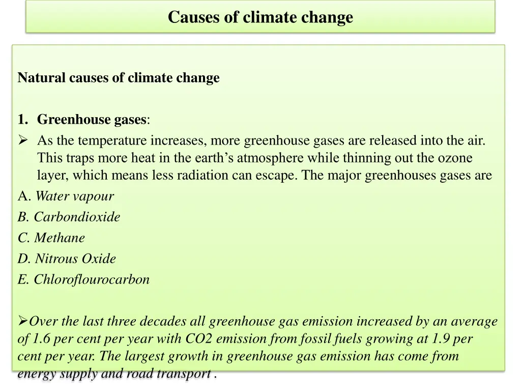 causes of climate change