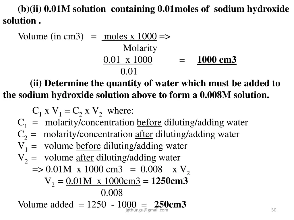b ii 0 01m solution containing 0 01moles