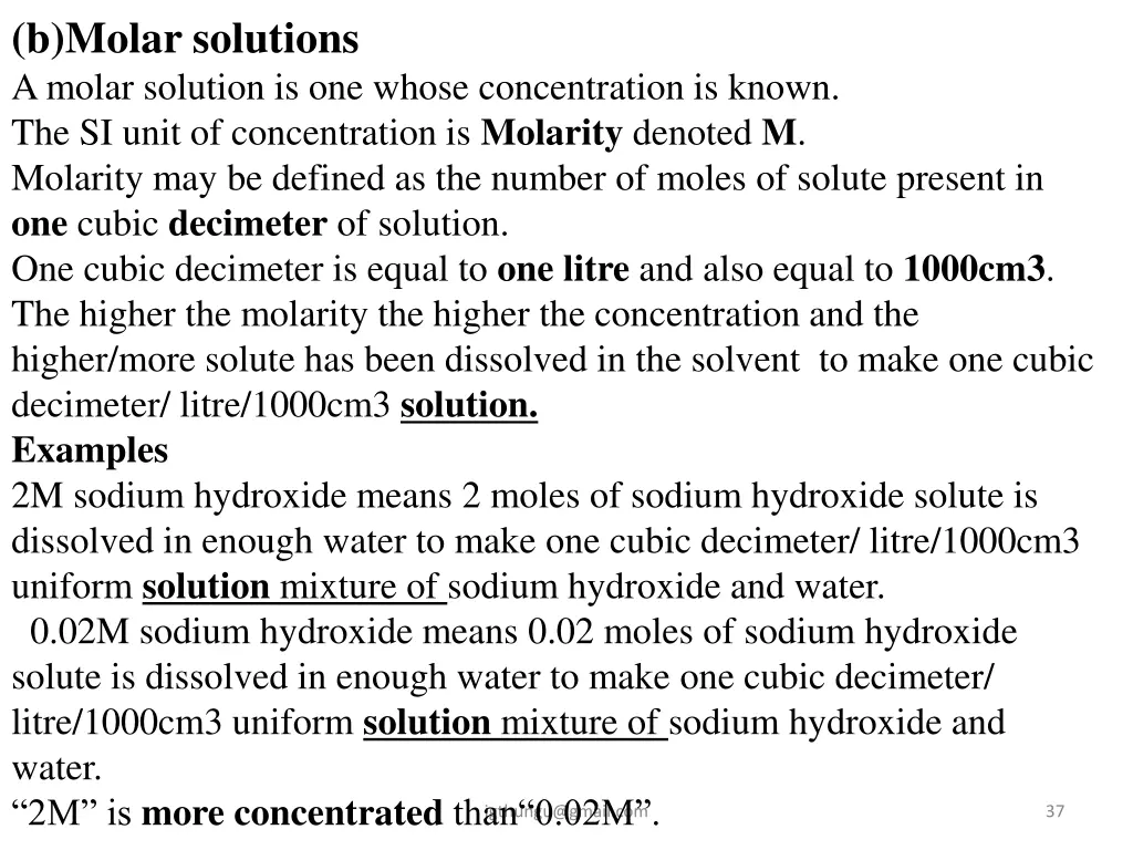 b molar solutions a molar solution is one whose