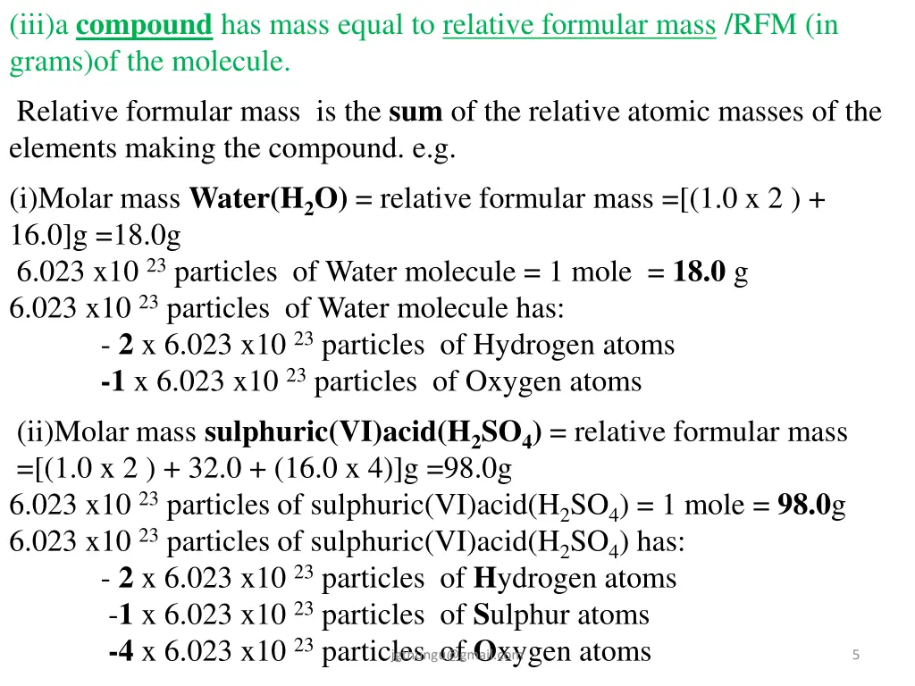 iii a compound has mass equal to relative