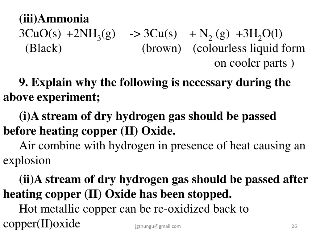 iii ammonia 3cuo