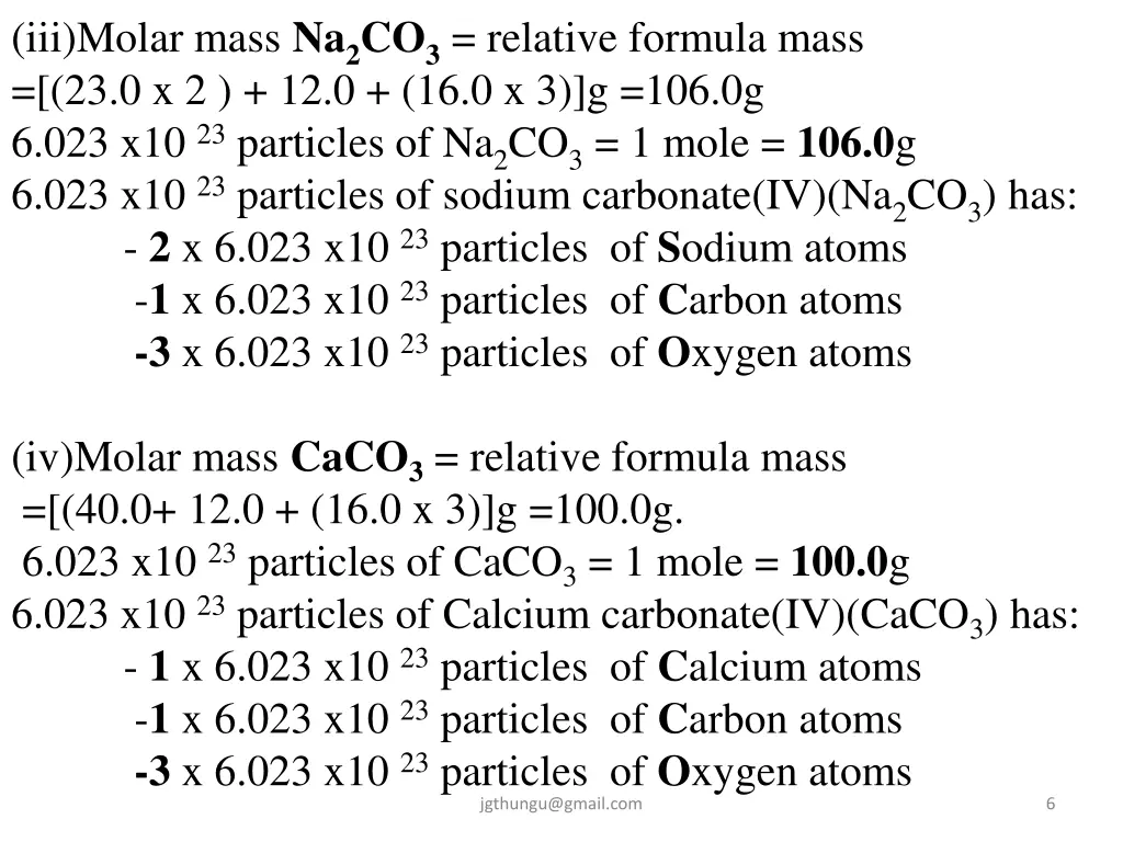 iii molar mass na 2 co 3 relative formula mass