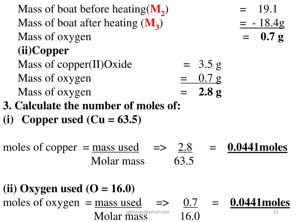 mass of boat before heating m 2 mass of boat