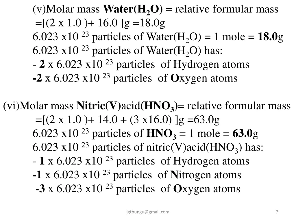 v molar mass water h 2 o relative formular mass