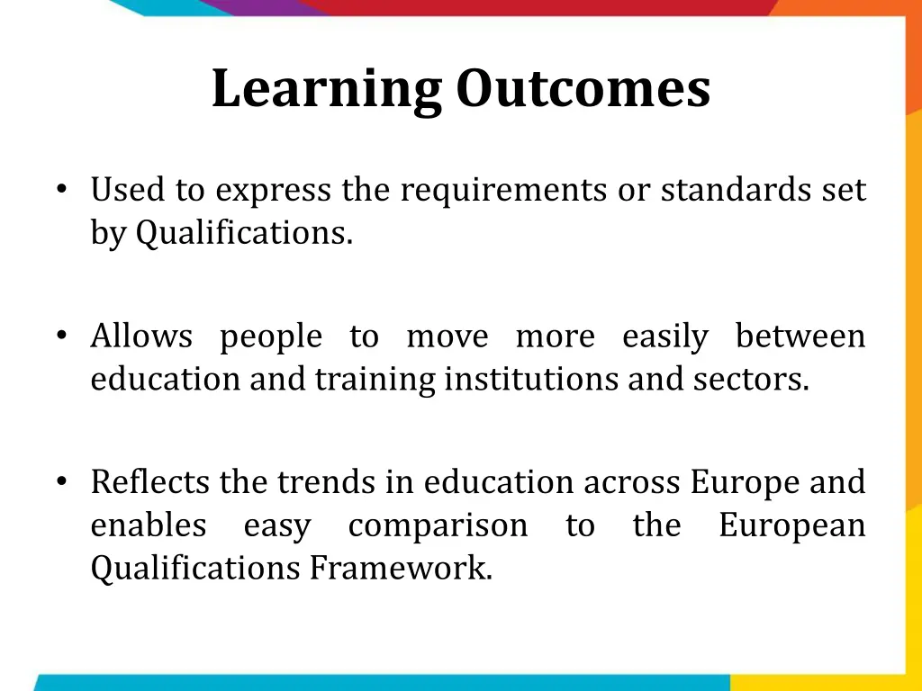 learning outcomes