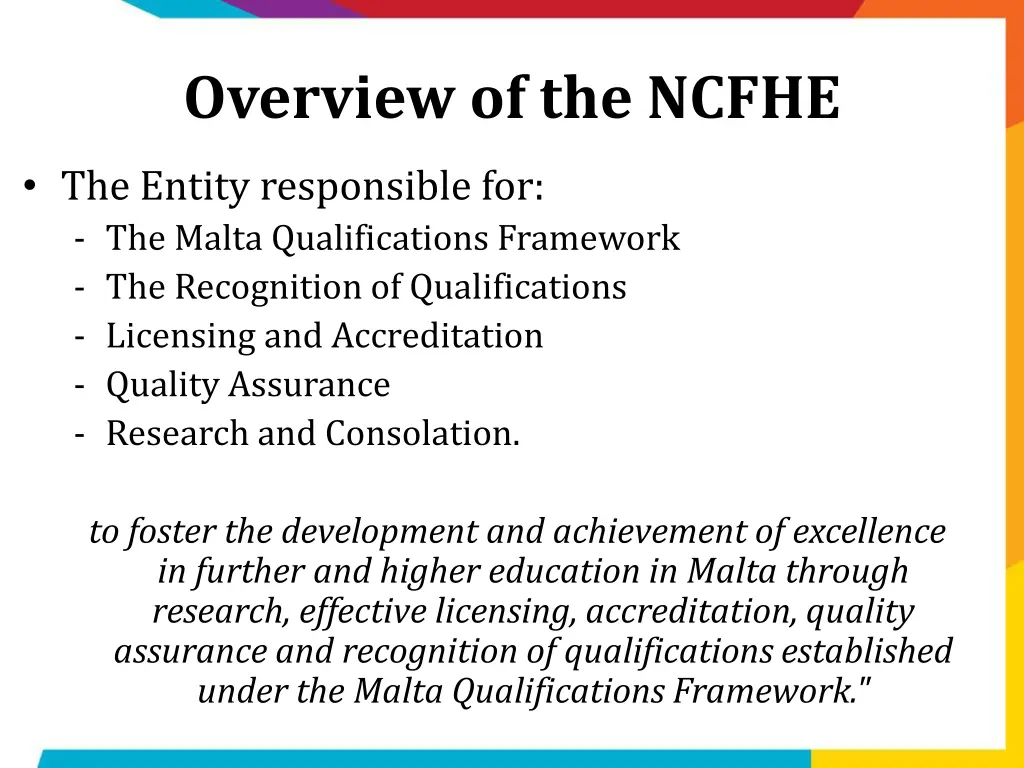 overview of the ncfhe