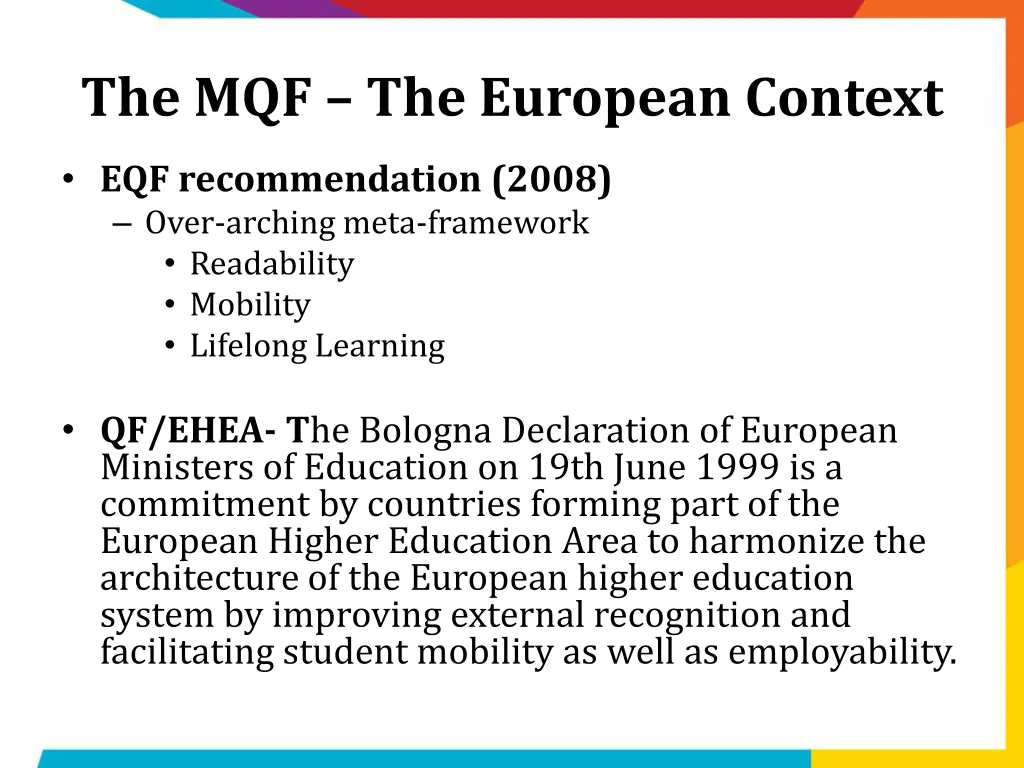 the mqf the european context