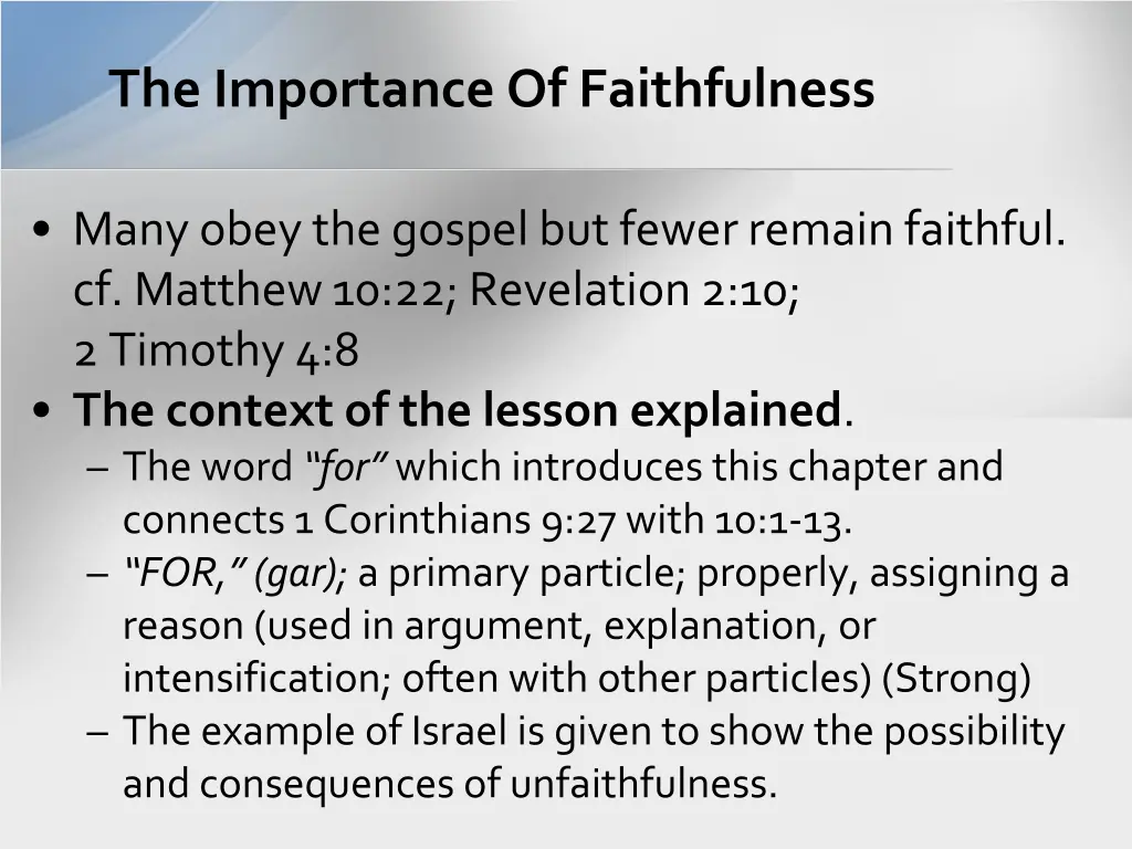 the importance of faithfulness 1