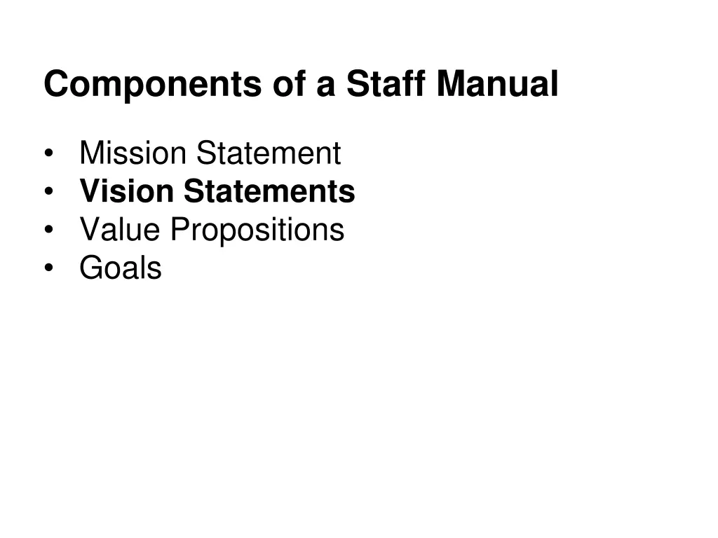 components of a staff manual 1