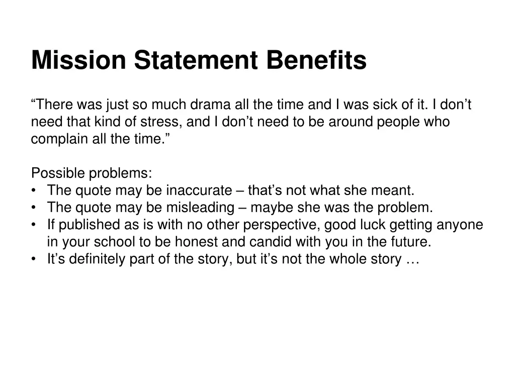 mission statement benefits 7