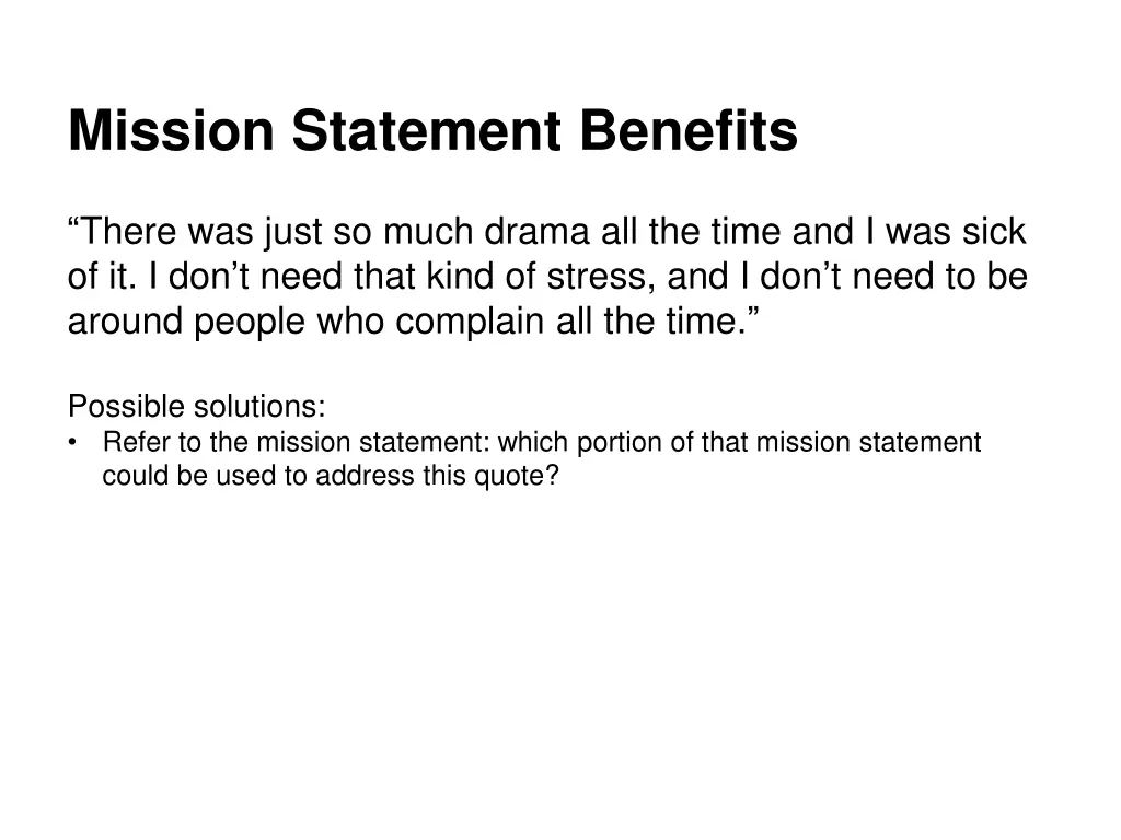 mission statement benefits 8