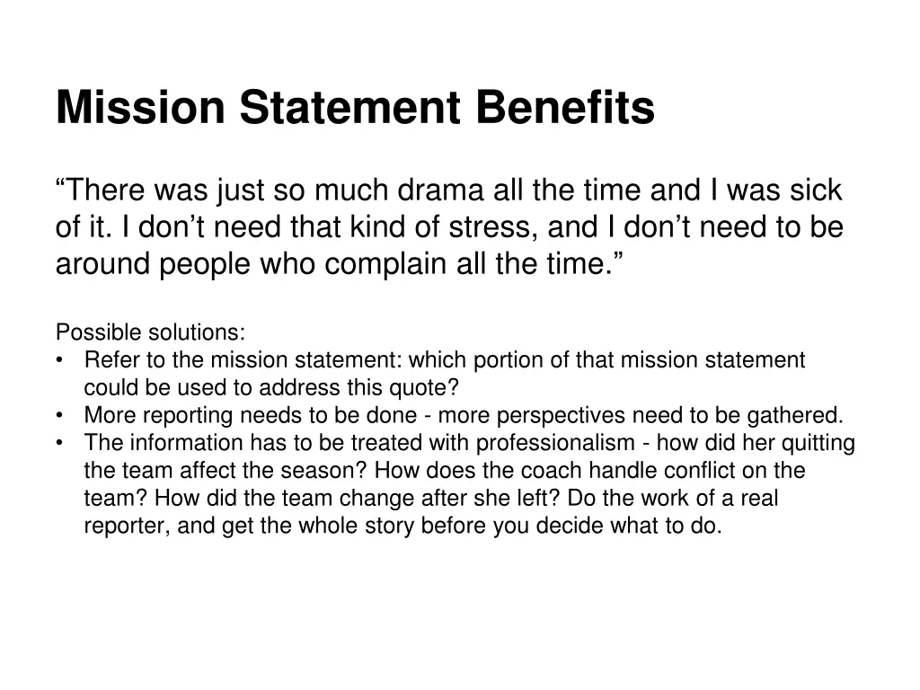 mission statement benefits 9