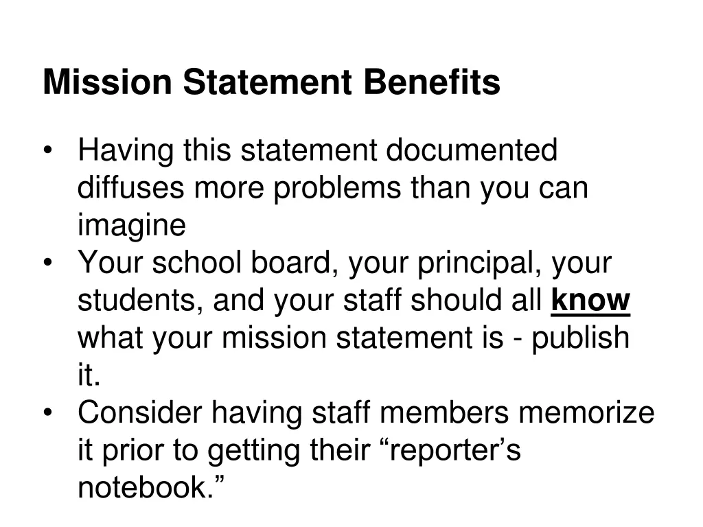 mission statement benefits