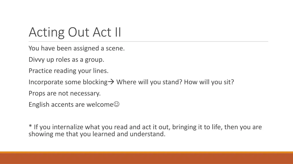 acting out act ii