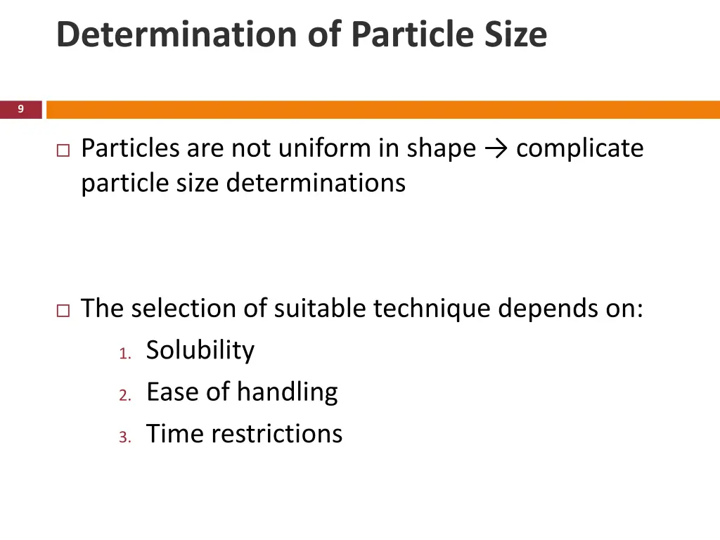 determination of particle size