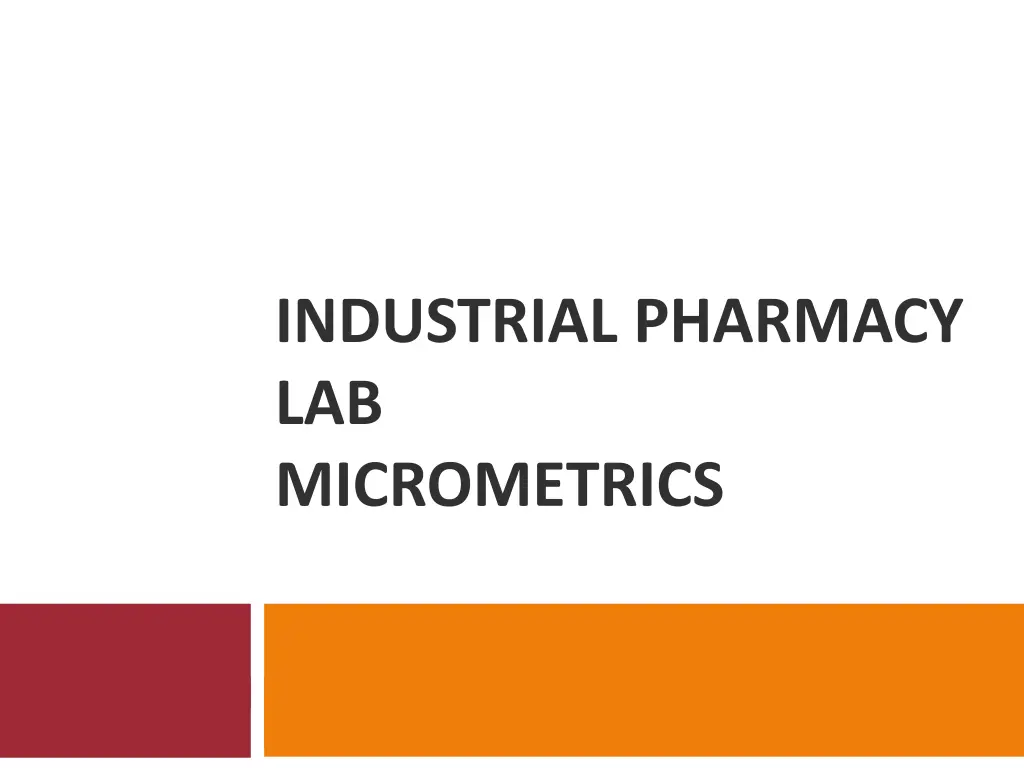 industrial pharmacy lab micrometrics