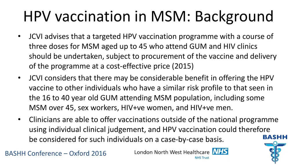 hpv vaccination in msm background
