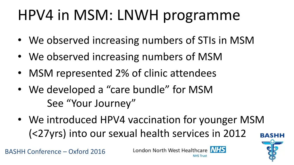 hpv4 in msm lnwh programme