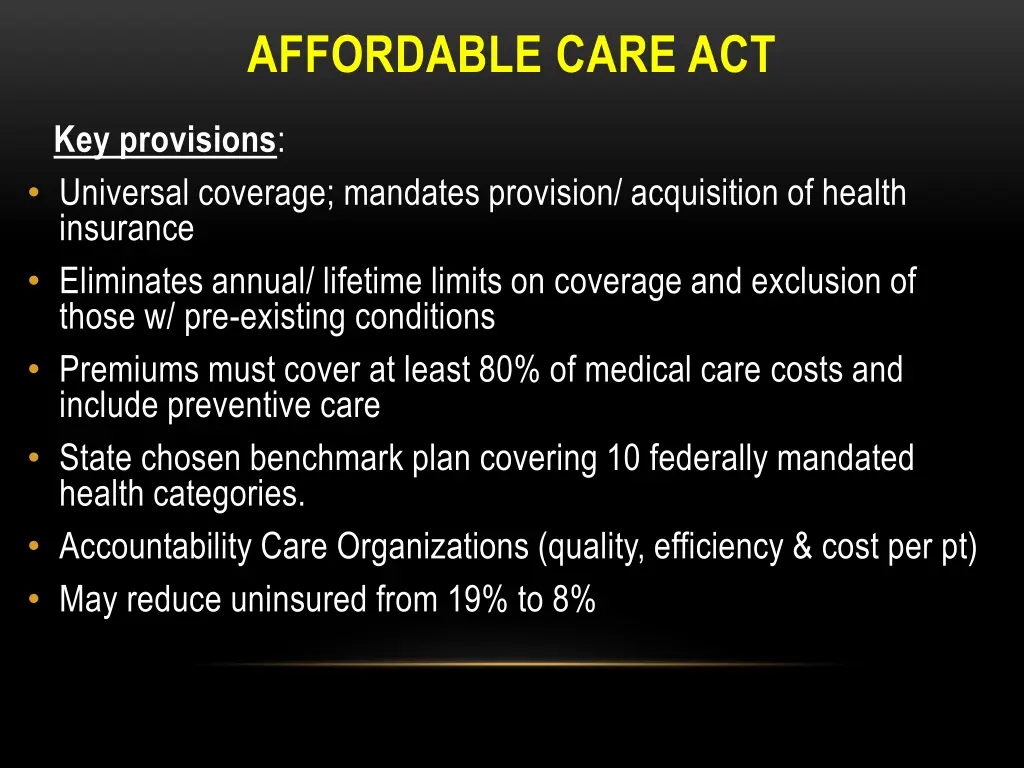 affordable care act
