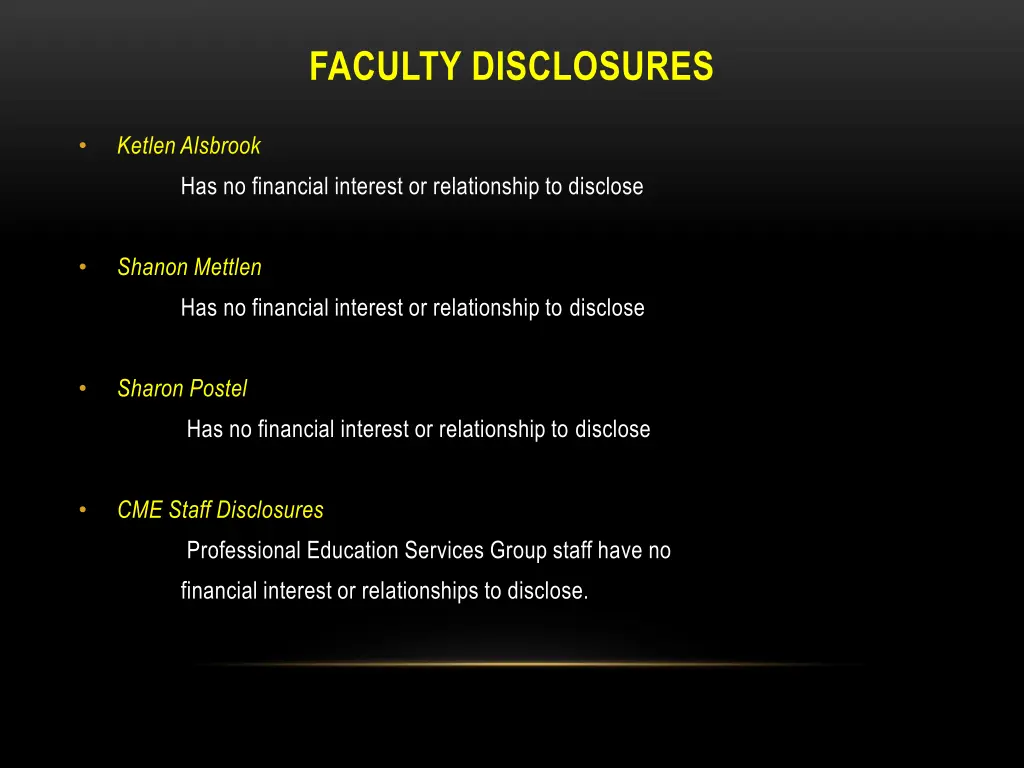 faculty disclosures