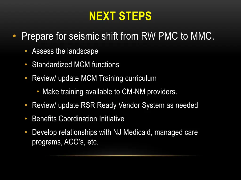 next steps